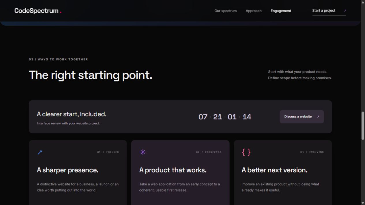 Three ways of working beside a concise countdown