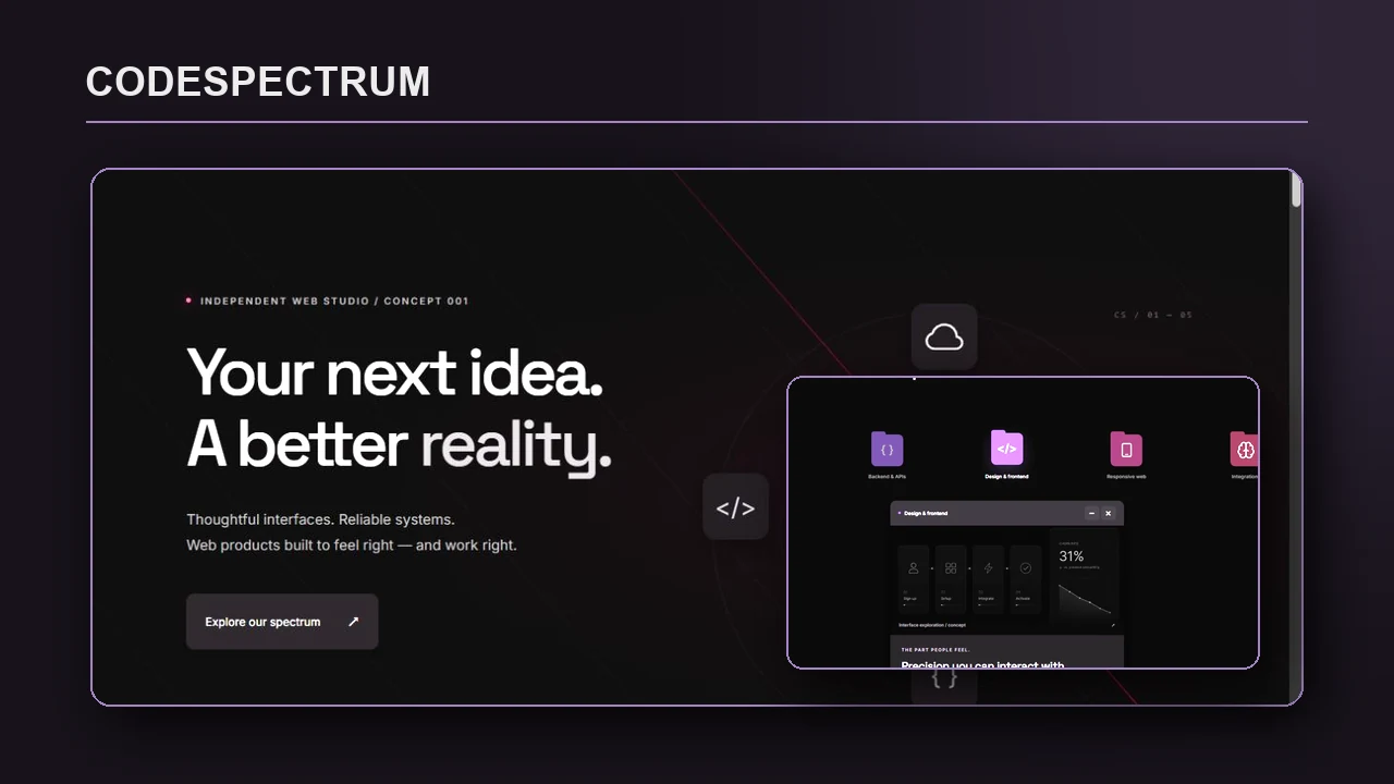 CodeSpectrum first screen and workspace from the published site